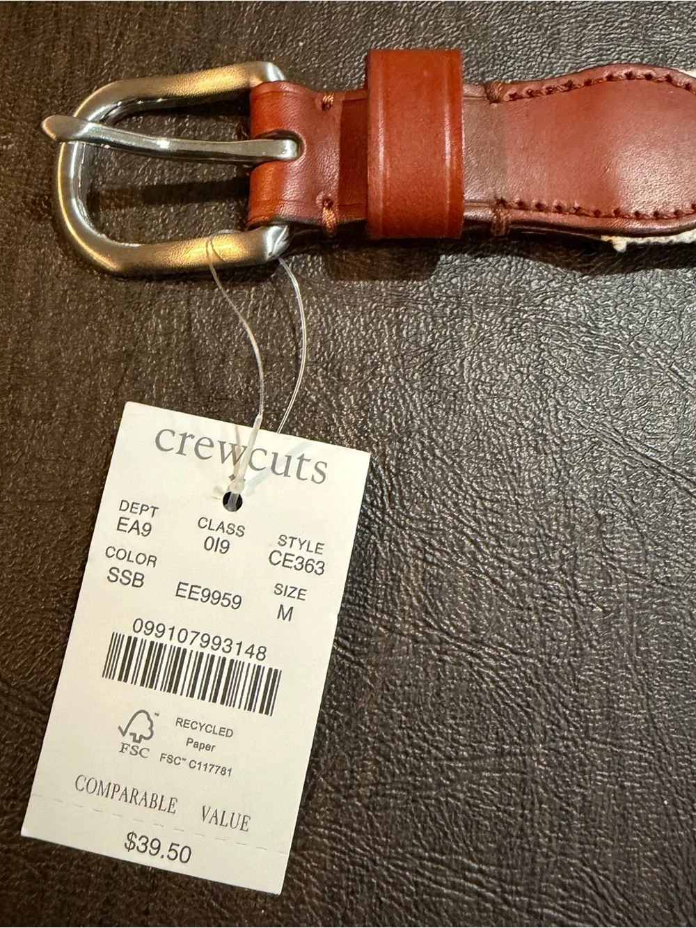 Crewcuts Shark Pattern Canvas Belt in Navy and Light Blue Kids Sz M (26) NWT